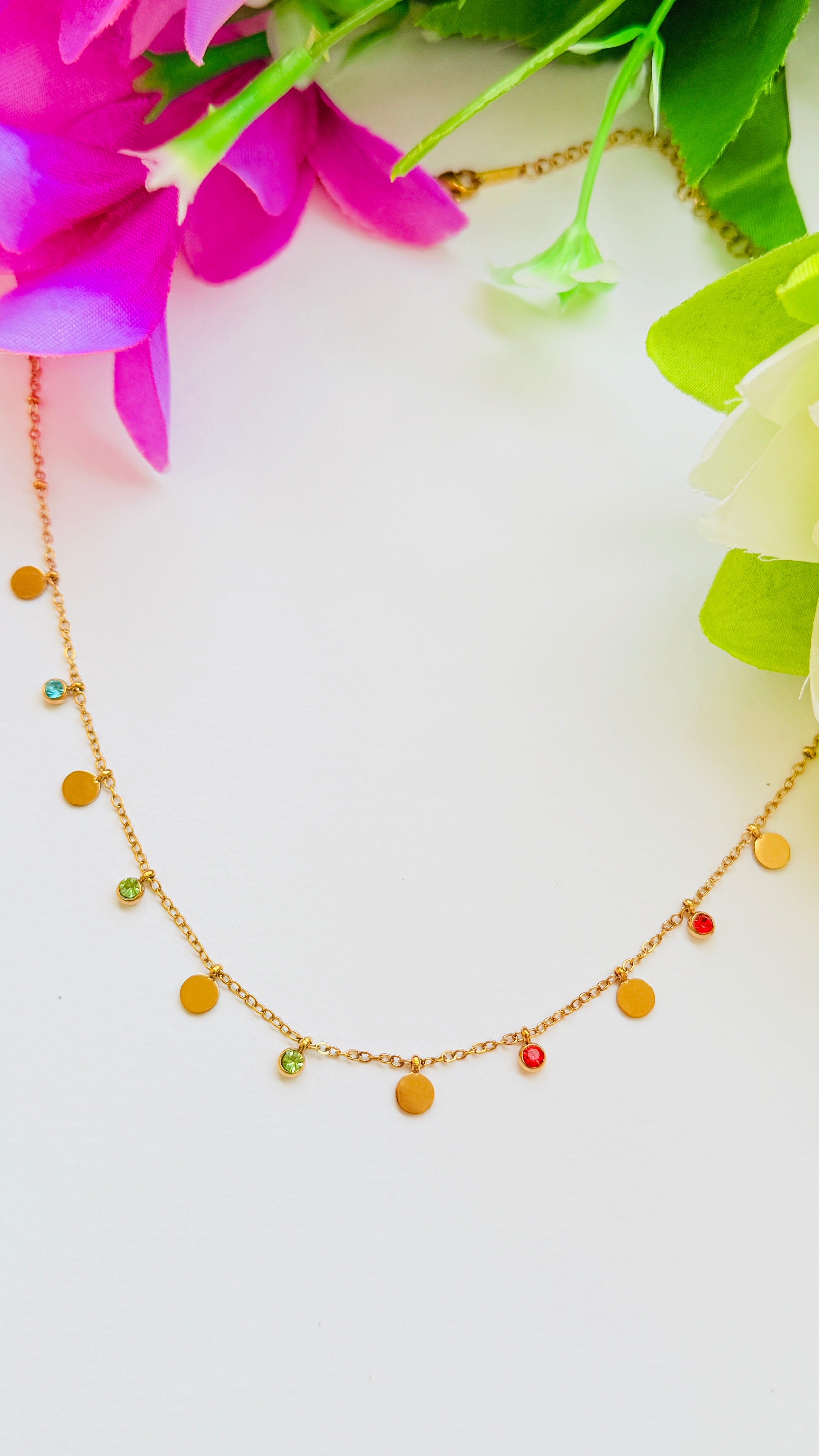 Rangoli Charm Chain Necklace Antitarish Stainless Steel Neckchain RJ280