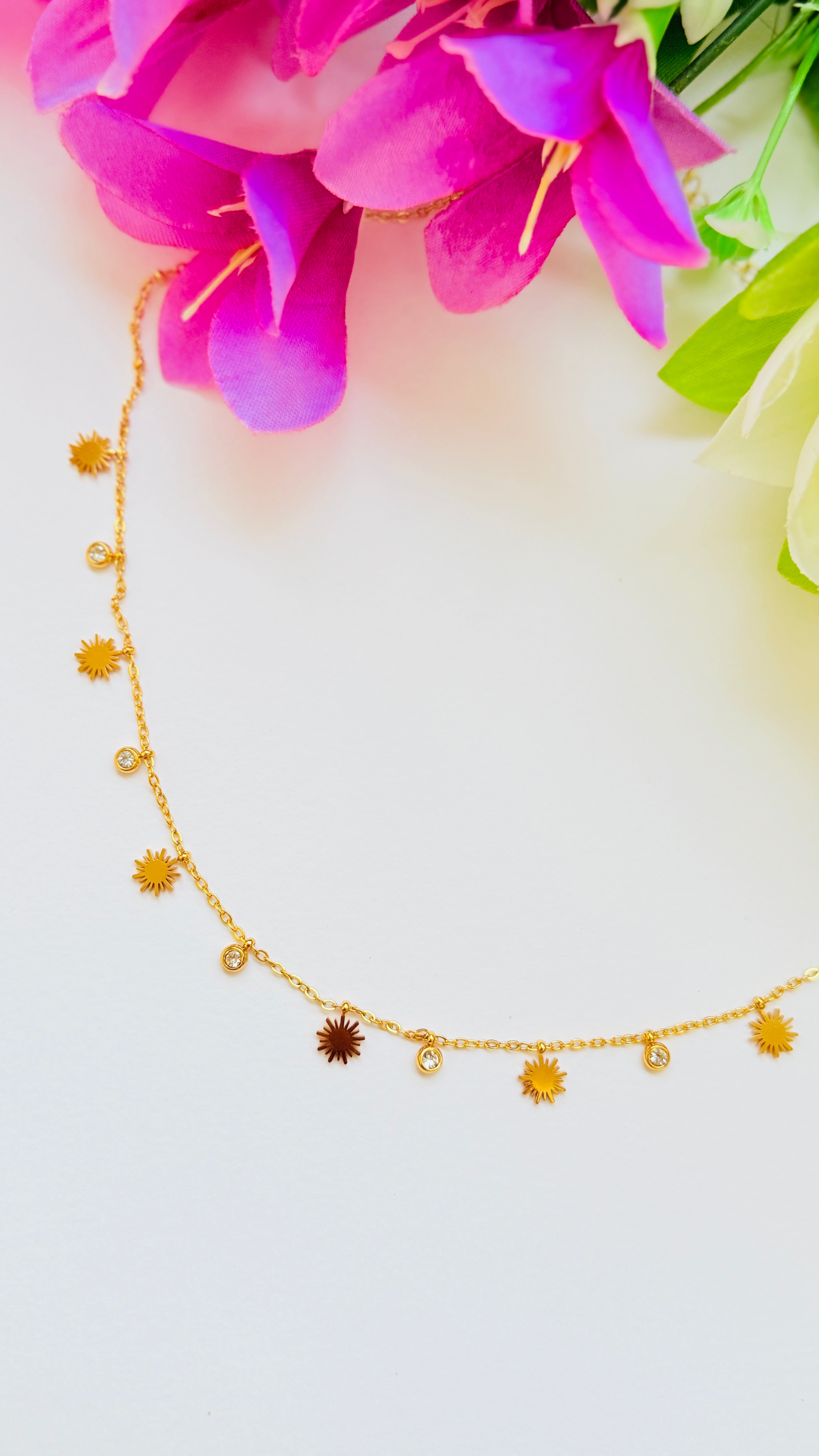 Sunburst Charm Antitarish Stainless Steel Neckchain RJ281