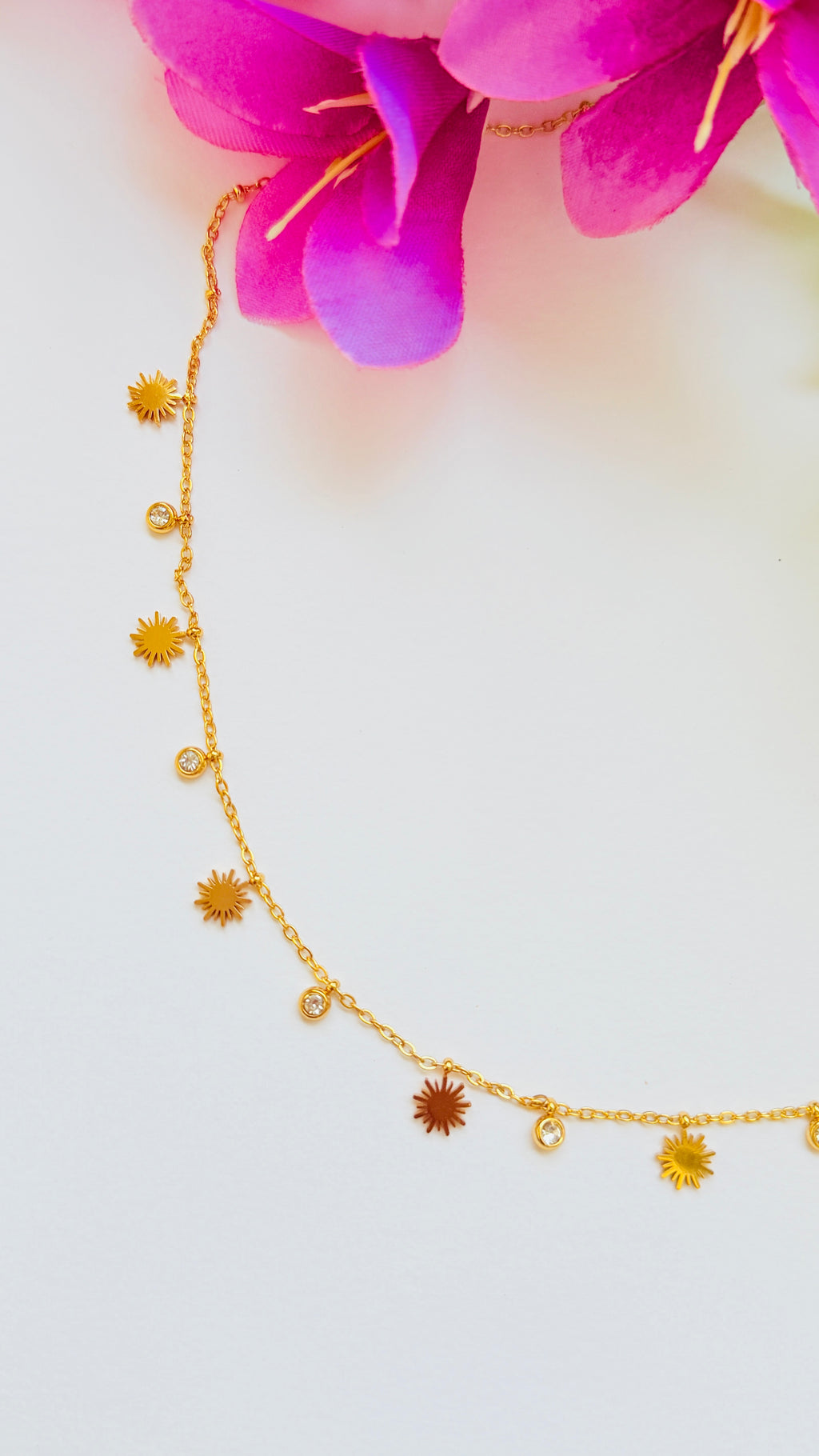 Sunburst Charm Antitarish Stainless Steel Neckchain RJ281