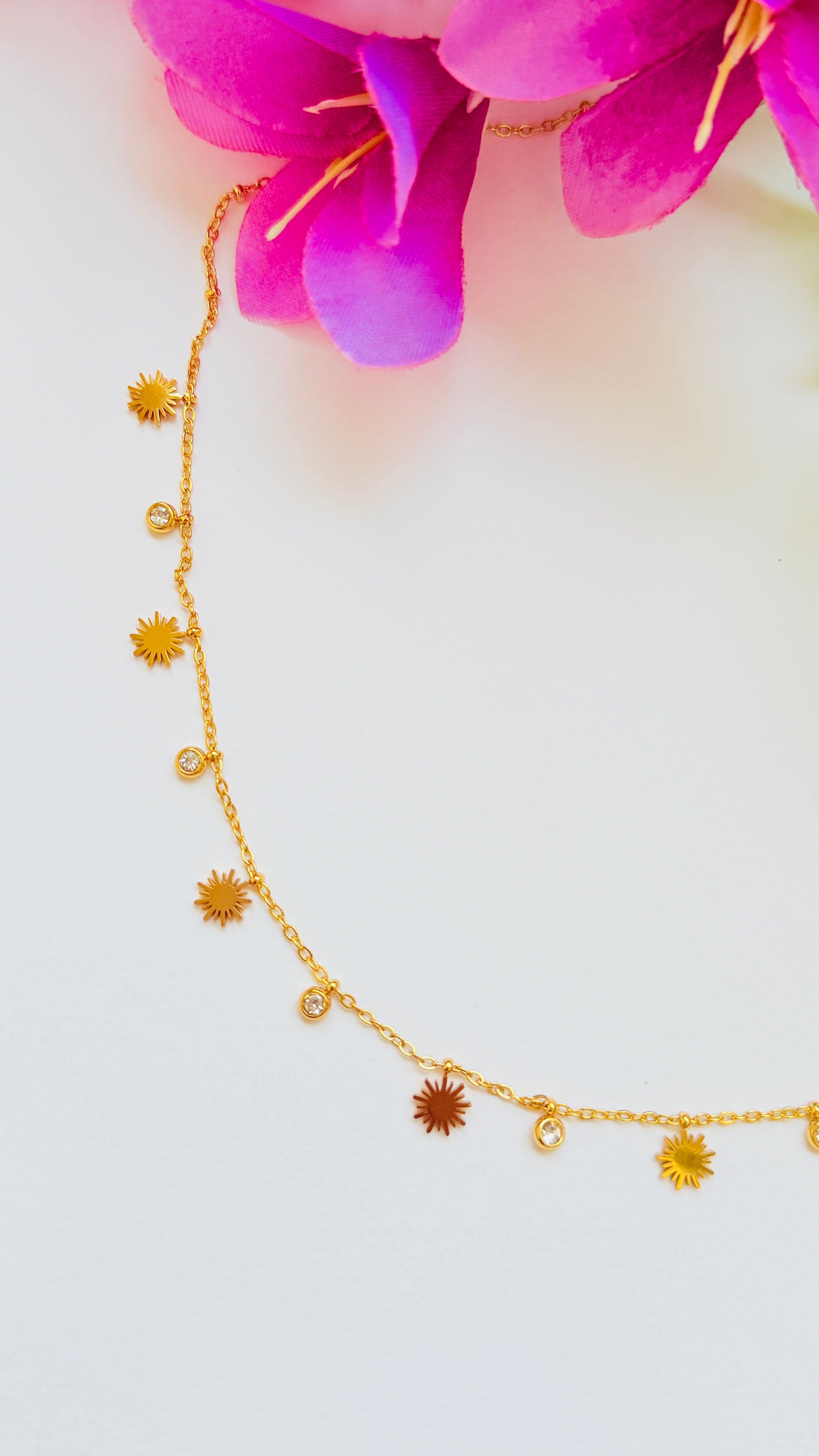 Sunburst Charm Antitarish Stainless Steel Neckchain RJ281