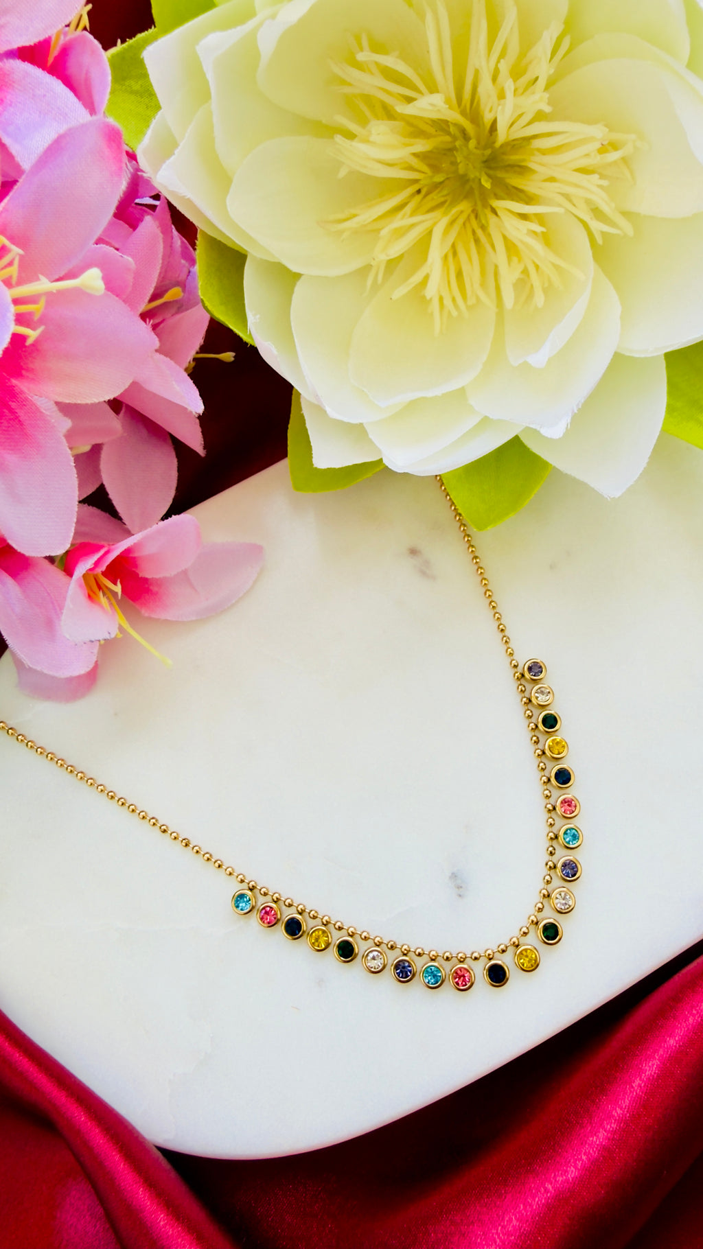Rainbow Charm Anti Tarnish Stainless Steel Necklace RJ293