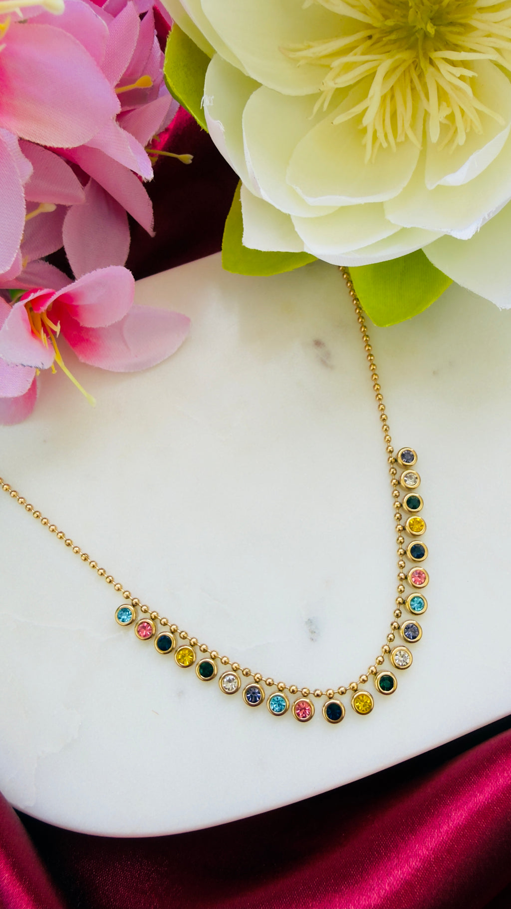 Rainbow Charm Anti Tarnish Stainless Steel Necklace RJ293
