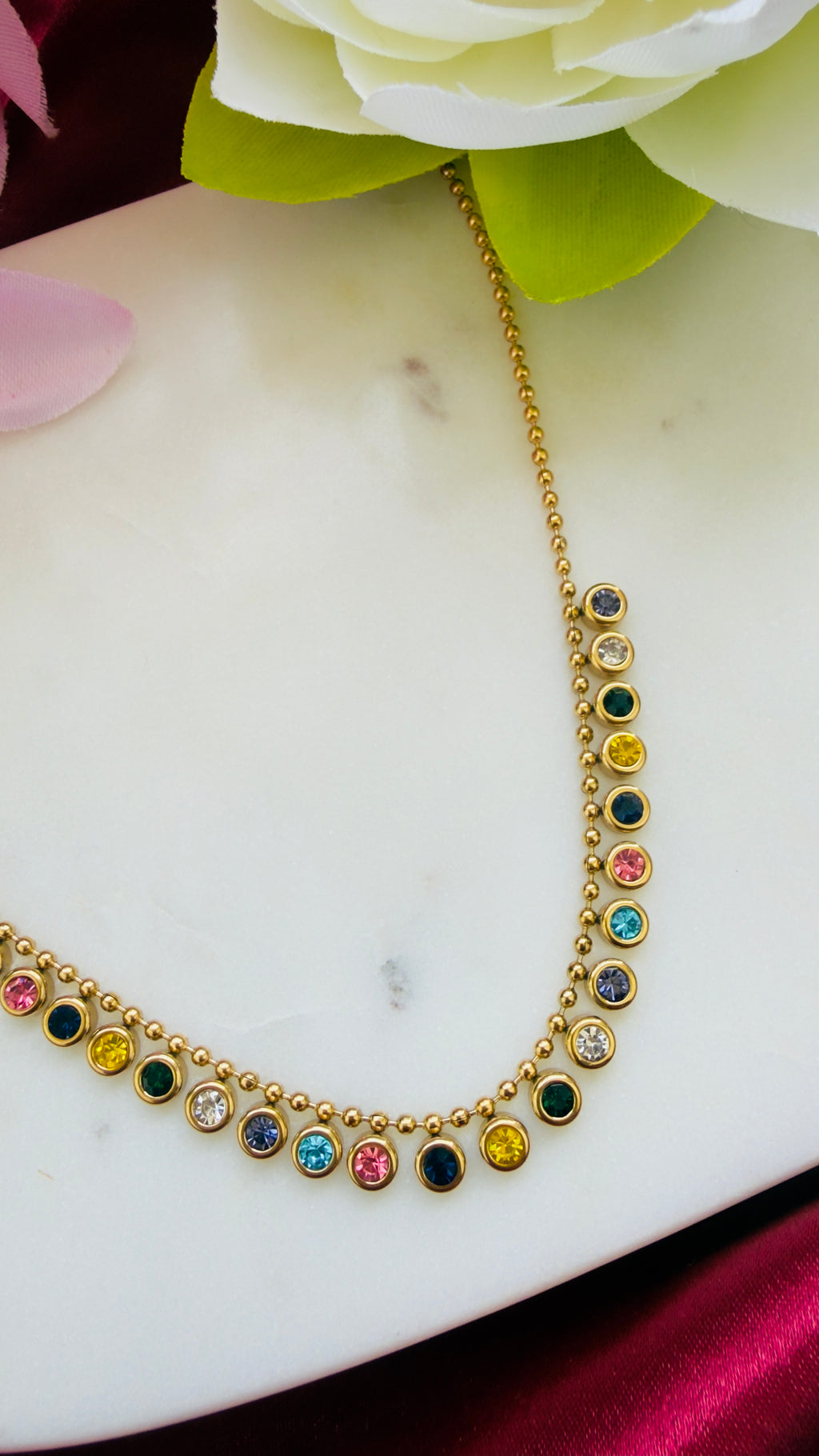 Rainbow Charm Anti Tarnish Stainless Steel Necklace RJ293