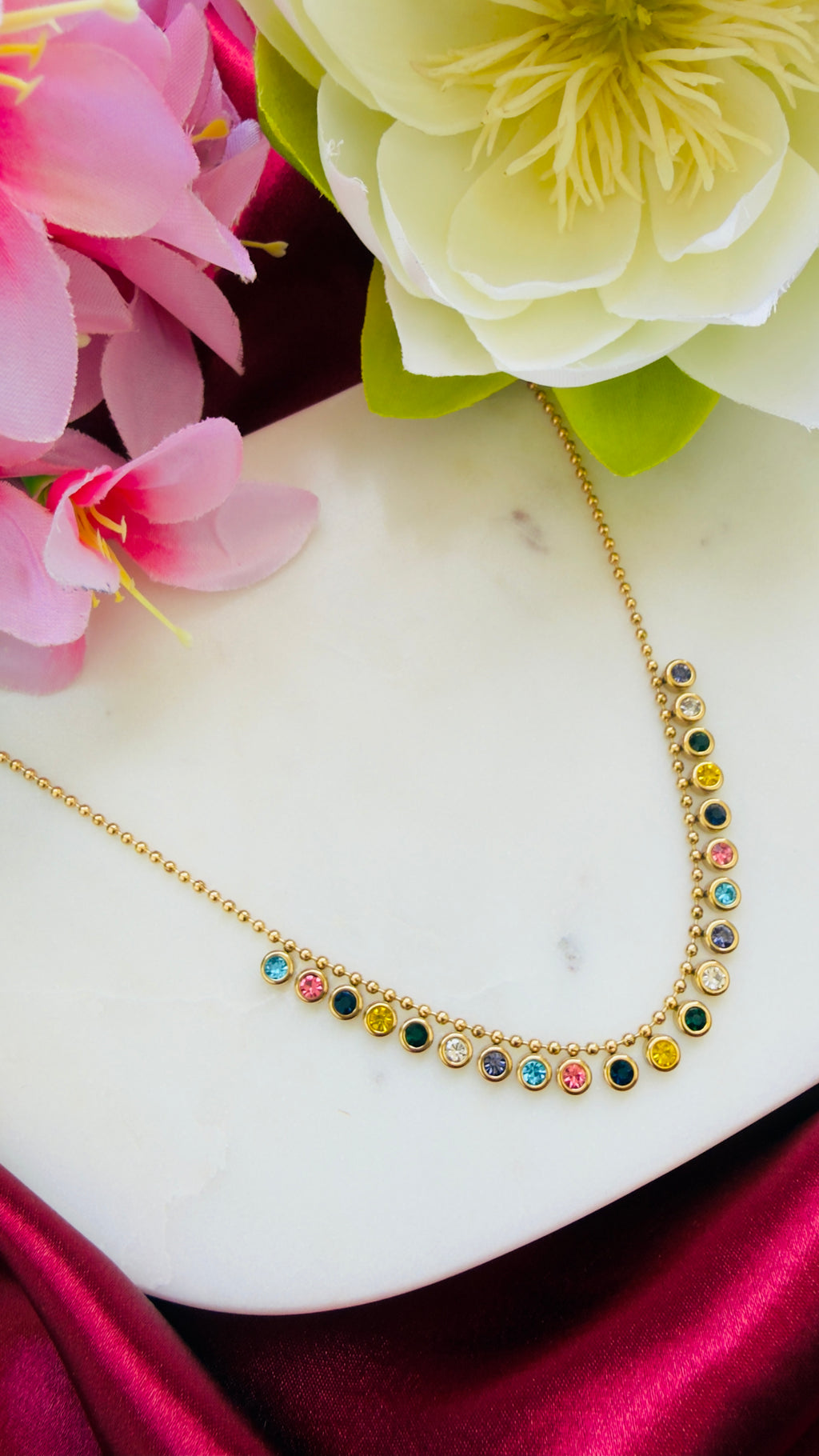 Rainbow Charm Anti Tarnish Stainless Steel Necklace RJ293