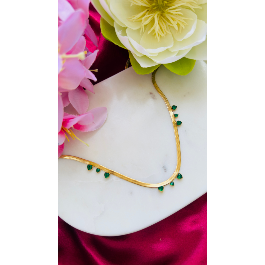 Green Aura Anti Tarnish Stainless Steel Necklace RJ294