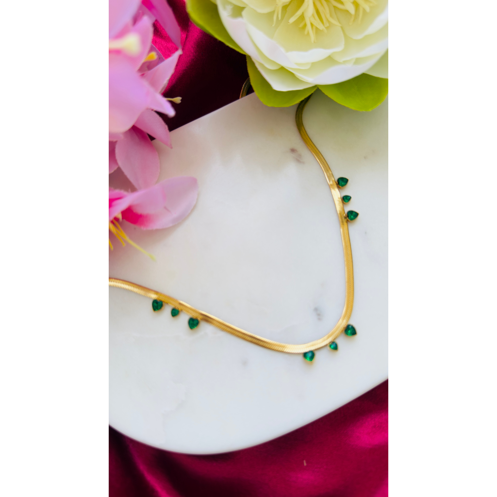 Green Aura Anti Tarnish Stainless Steel Necklace RJ294