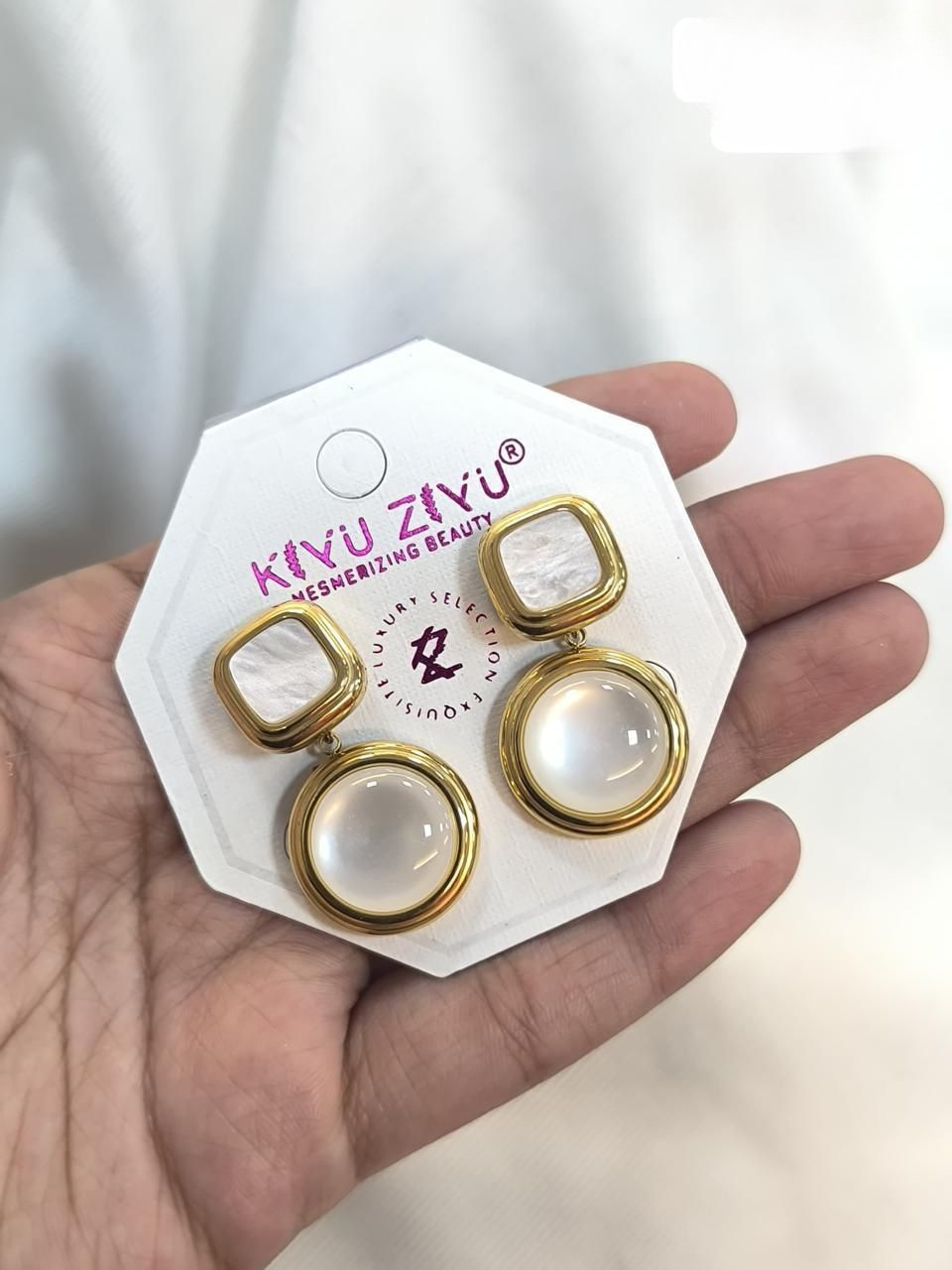 Moon Drop Anti tarnish stainless Earrings RJ158